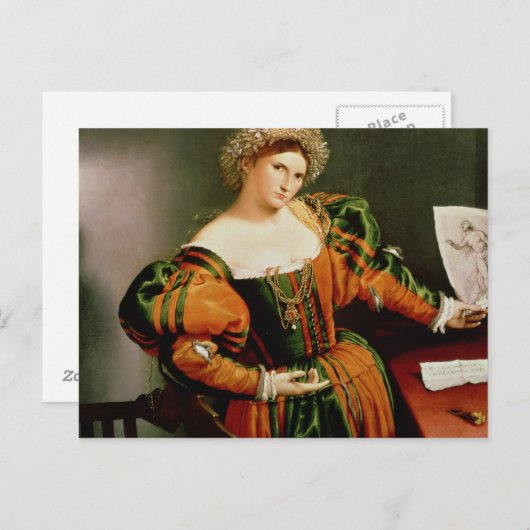 A Lady mit einem Zeichn von Lucretia, c.1530-33 Postkarte (Vorne/Hinten)