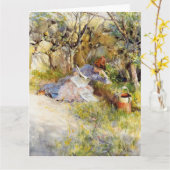 A Lady Reading a Newspapier Karte (Gelbe Blume)