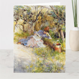 A Lady Reading a Newspapier Karte