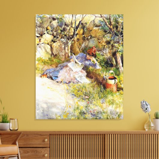 A Lady Reading a Newspapier Leinwanddruck (Insitu (Wohnzimmer))