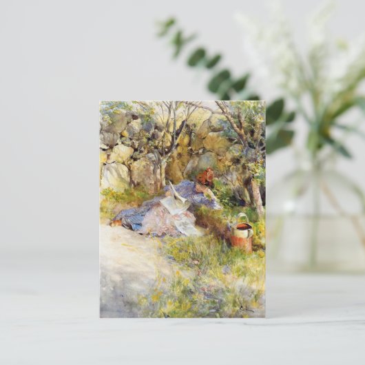 A Lady Reading a Newspapier Postkarte (Stehend Vorderseite)