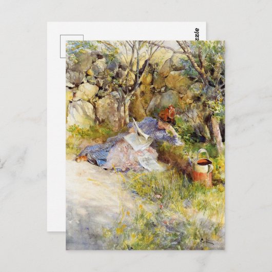 A Lady Reading a Newspapier Postkarte (Vorne/Hinten)