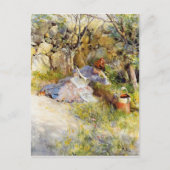 A Lady Reading a Newspapier Postkarte (Vorderseite)