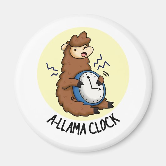 A-Lama Clock Funny Llama Pun Magnet (Vorne)