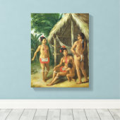 A Leeward Islands Carib Family außerhalb einer Hüt Leinwanddruck (Insitu (Holzboden))