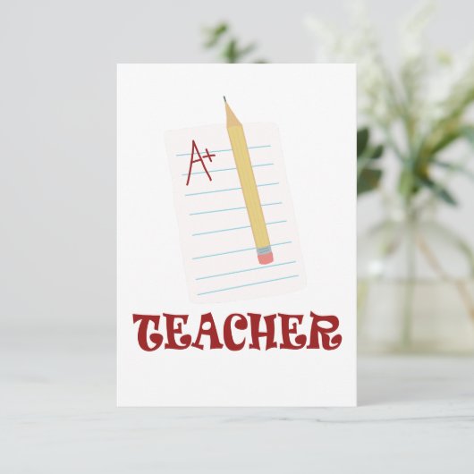 A+ Lehrer Dankeskarte (Stehend Vorderseite)