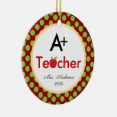 A+ Lehrer mit Weihnachten im Apple Keramikornament (Rechts)