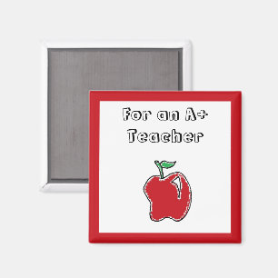 A+ Lehrer Rother Apfel Coole Schule Cartoon Magnet