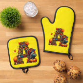 A letter A in Thanksgiving style Ofenhandschuh & Topflappen-Set (Oben Unten)
