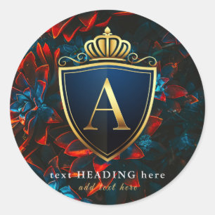 A - Letter Monogram Round Aufkleber