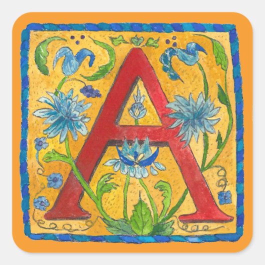 A Letter Tote Bag Quadratischer Aufkleber (Vorderseite)