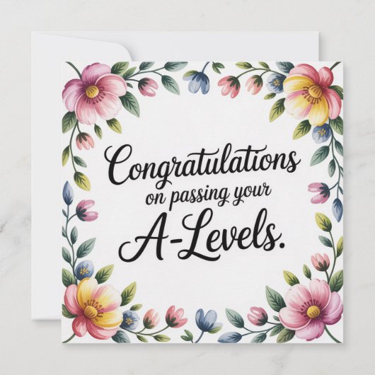 A Level Exam Floral Congratulation Greeting Cards (Rückseite)