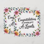 A-Level-Prüfungs-Blumen-Gratulationskarten (Vorne/Hinten)