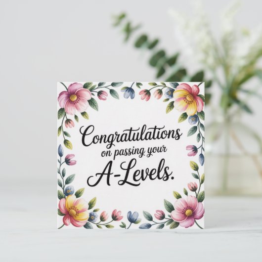 A-Level-Prüfungs-Blumen-Gratulationskarten (Stehend Vorderseite)