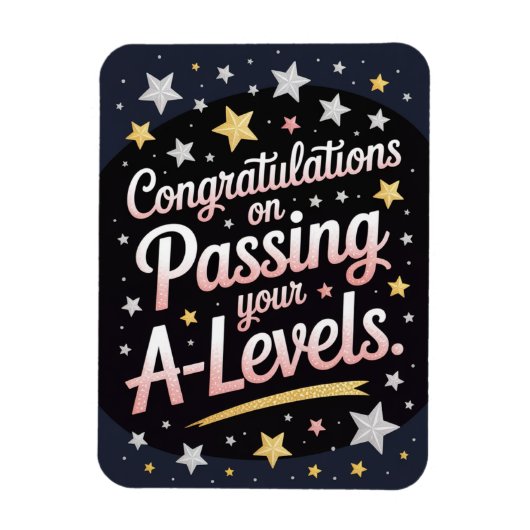 A-Level-Prüfungs strahlender Stern Gratulationskar Magnet (Vertikal)