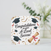A-Level success Flat Graduation Greeting Card Karte (Stehend Vorderseite)