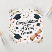 A-Level success Flat Graduation Greeting Card Karte (Vorderseite/Rückseite Beispiel)