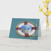 A life preserver and world globe floating karte (Gelbe Blume)
