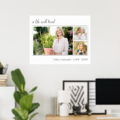 A Life Well Lived Elegante Script 3 Foto Beerdigun Poster (Heimbüro)