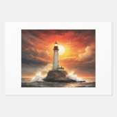 A lighthouse at sunset in a stormy sea - Decoupage Geschenkpapier Set (Vorderseite 2)