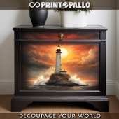 A lighthouse at sunset in a stormy sea - Decoupage Geschenkpapier Set
