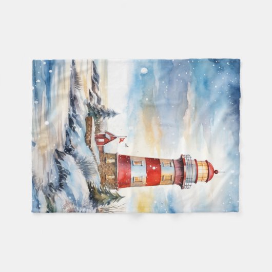 A Lighthouse in Winter Fleecedecke (Vorderseite (Horizontal))