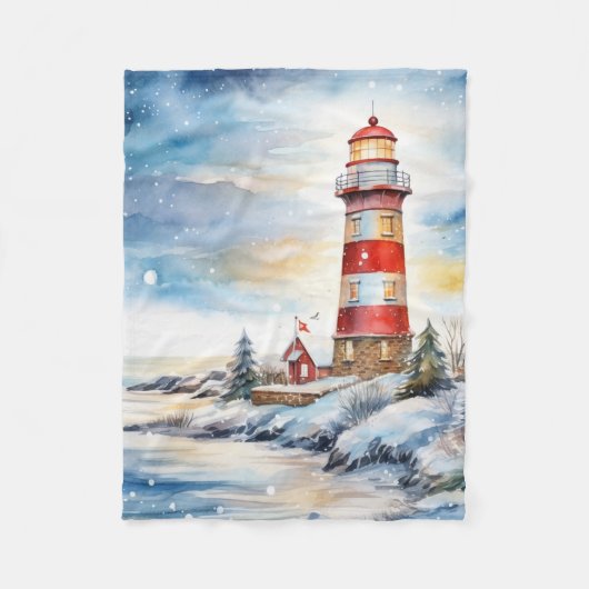 A Lighthouse in Winter Fleecedecke (Vorderseite)