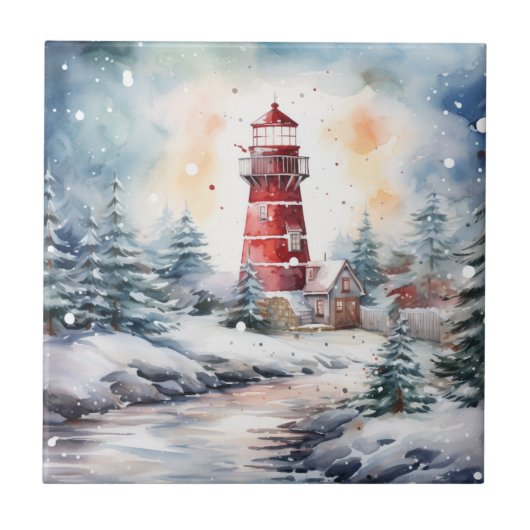 A Lighthouse in Winter Fliese (Vorderseite)