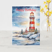 A Lighthouse in Winter Karte (Gelbe Blume)
