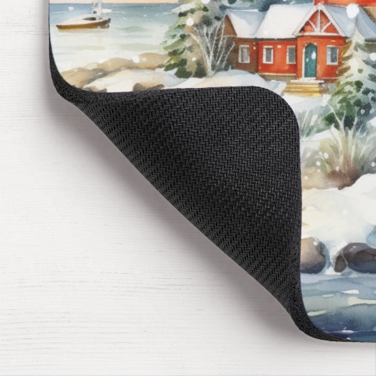 A Lighthouse in Winter Mousepad (Ecke)