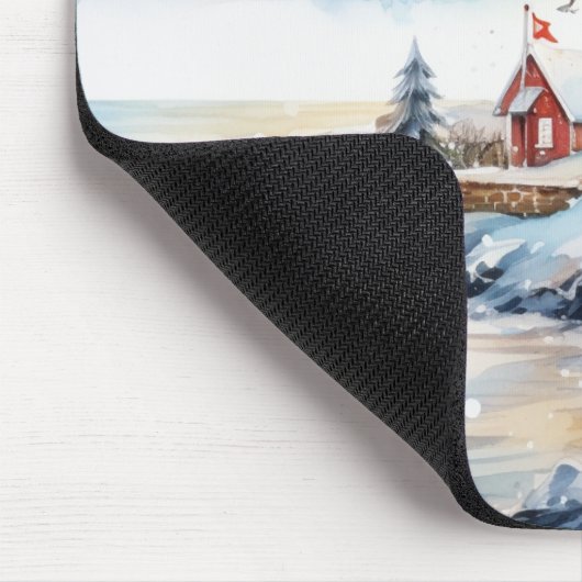 A Lighthouse in Winter Mousepad (Ecke)