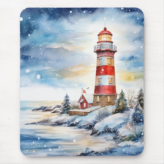 A Lighthouse in Winter Mousepad (Vorne)