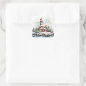 A Lighthouse in Winter Quadratischer Aufkleber (Tasche)