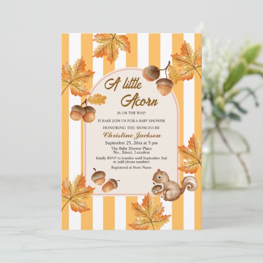 A Little Acorn Fall Plaids Baby Shower Invitation Einladung (Stehend Vorderseite)