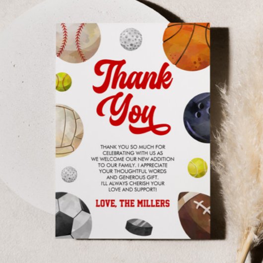 A Little Allstar Is On The Way! Sports Baby Shower Dankeskarte