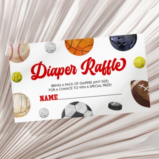 A Little Allstar Sports Baby Shower Diaper Raffle Begleitkarte
