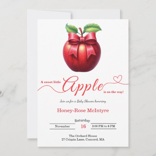 A Little Apple Is On The Way | Fall Baby Shower  Einladung (Vorderseite)