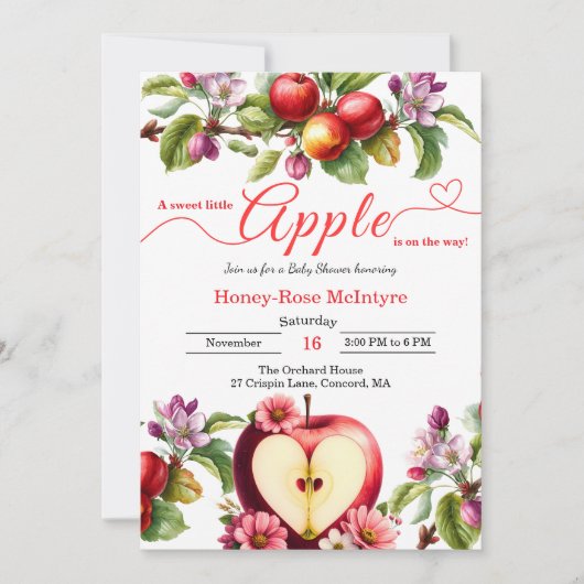 A Little Apple Is On The Way | Fall Baby Shower  Einladung (Vorderseite)