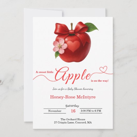 A Little Apple Is On The Way | Fall Baby Shower  Einladung (Vorderseite)
