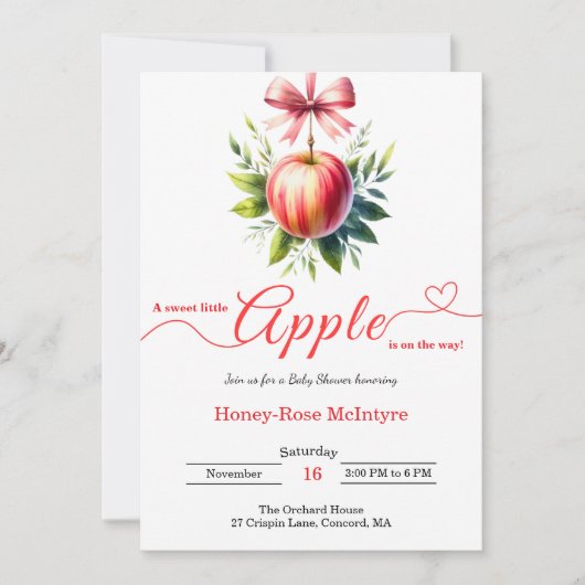 A Little Apple Is On The Way | Fall Baby Shower Einladung (Vorderseite)