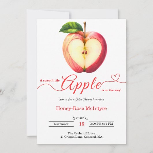 A Little Apple Is On The Way | Fall Baby Shower Einladung (Vorderseite)