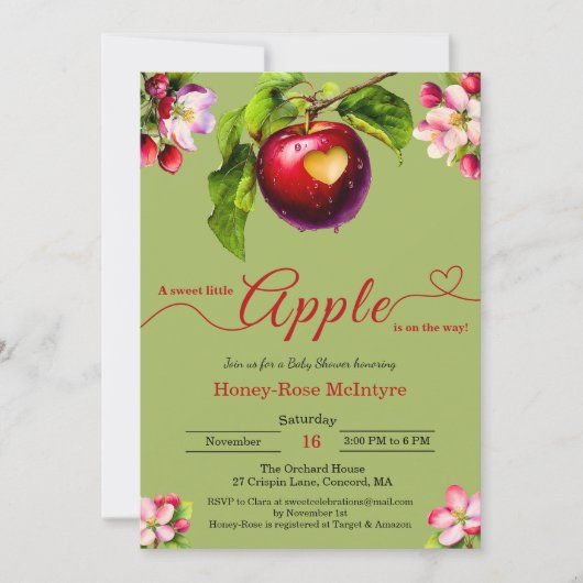 A Little Apple Is On The Way | Fall Baby Shower  Einladung (Vorderseite)