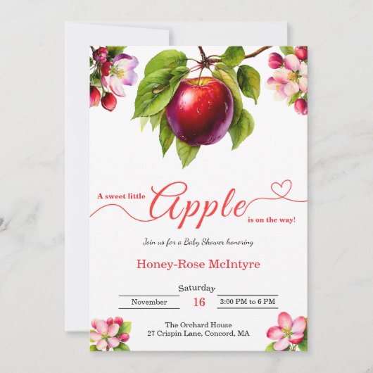 A Little Apple Is On The Way | Fall Baby Shower  Einladung (Vorderseite)