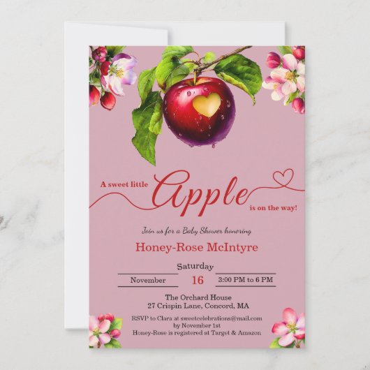 A Little Apple Is On The Way | Fall Baby Shower Einladung (Vorderseite)