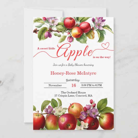 A Little Apple Is On The Way | Fall Baby Shower  Einladung (Vorderseite)