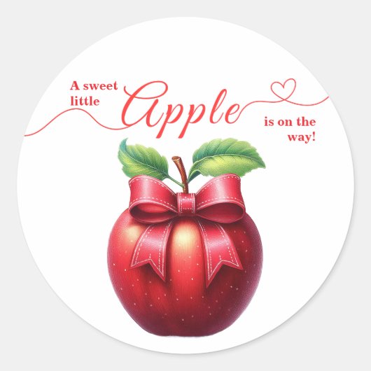 A Little Apple Is On The Way | Fall Baby Shower Runder Aufkleber (Vorderseite)