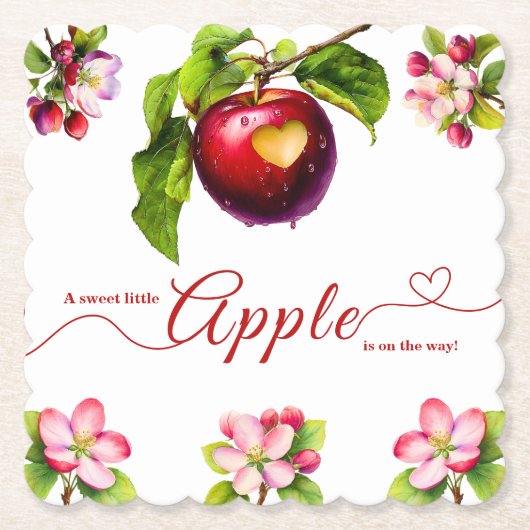 A Little Apple Is On The Way | Fall Baby Shower  Untersetzer (Vorderseite)