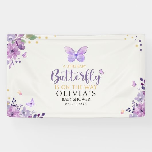 A Little Baby Butterfly is on The Way Baby shower Banner (Horizontal)
