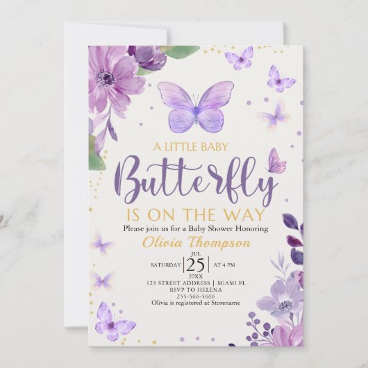 A Little Baby Butterfly is on The Way Baby shower Einladung (Vorderseite)
