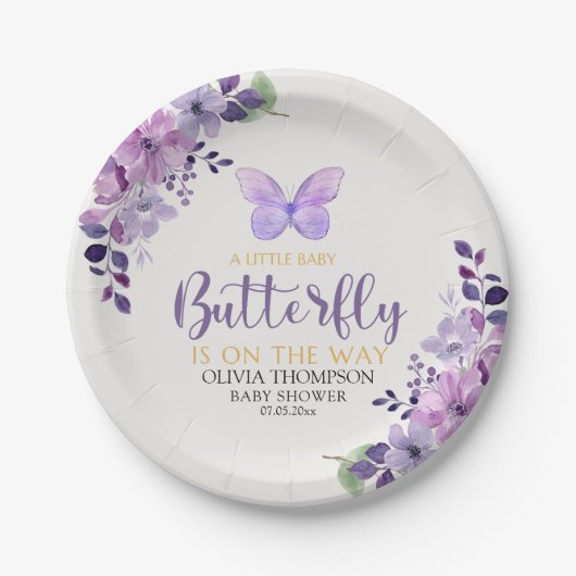 A Little Baby Butterfly is on The Way Baby shower Pappteller (Vorderseite)